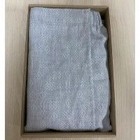 Парео женское с орнаментом для бани 147х85 см (лен+хлопок) серый